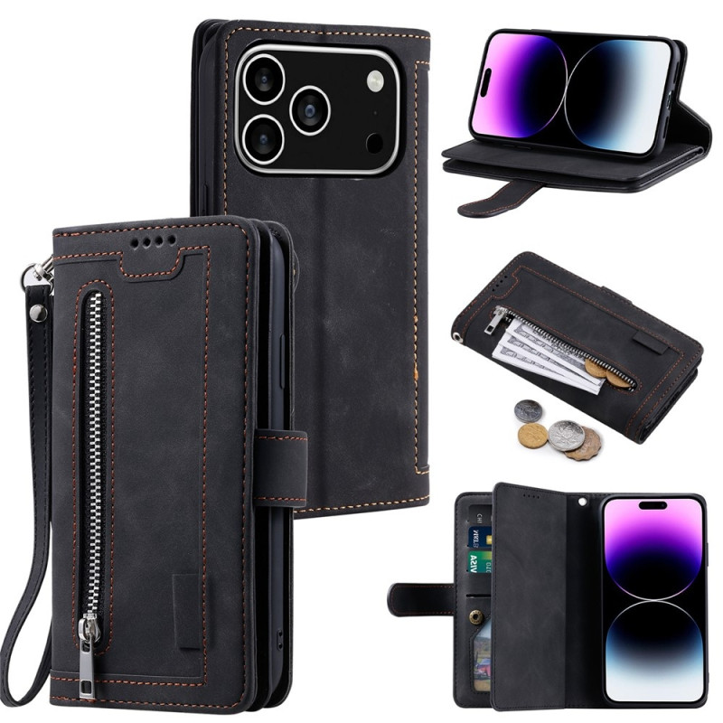 Til iPhone 17 Pro  Etui med Lynlåslomme og 9 Kortlommer