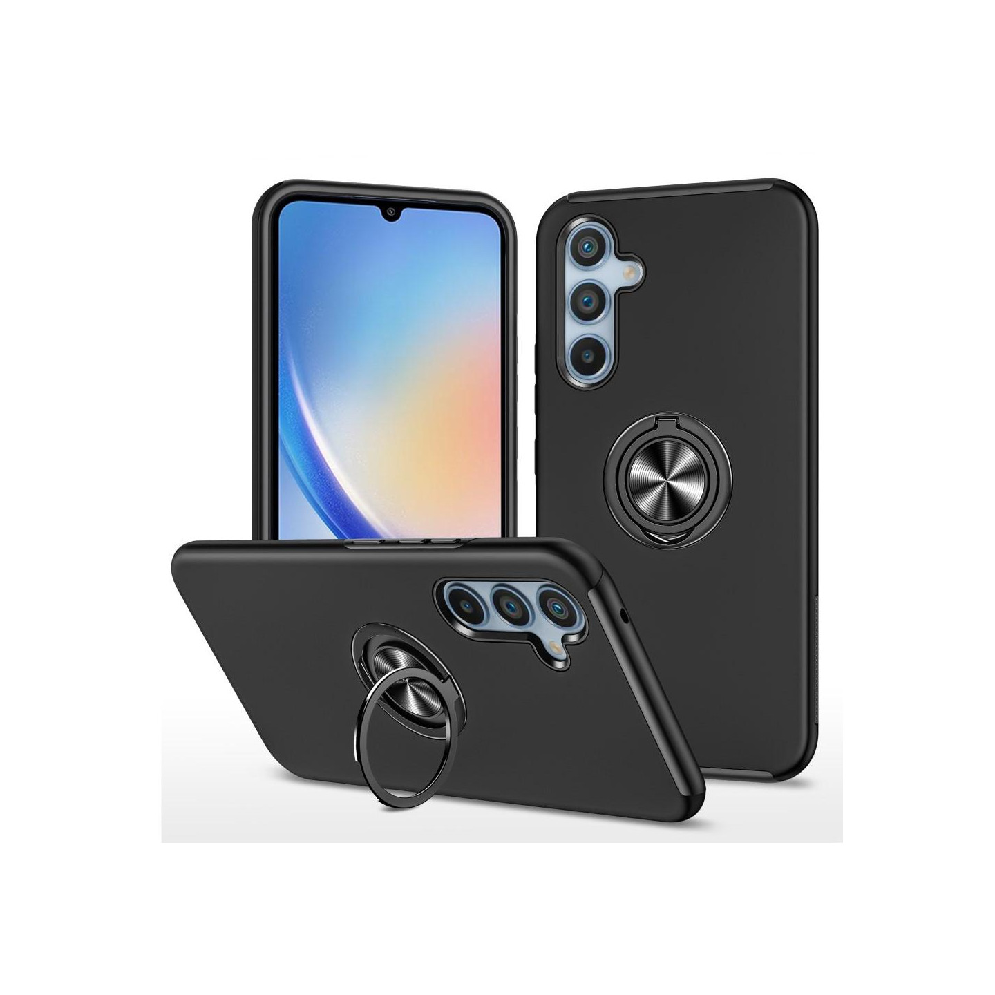 Samsung Galaxy A34 5G Fingerring Kickstand Hybrid Taske - Sort