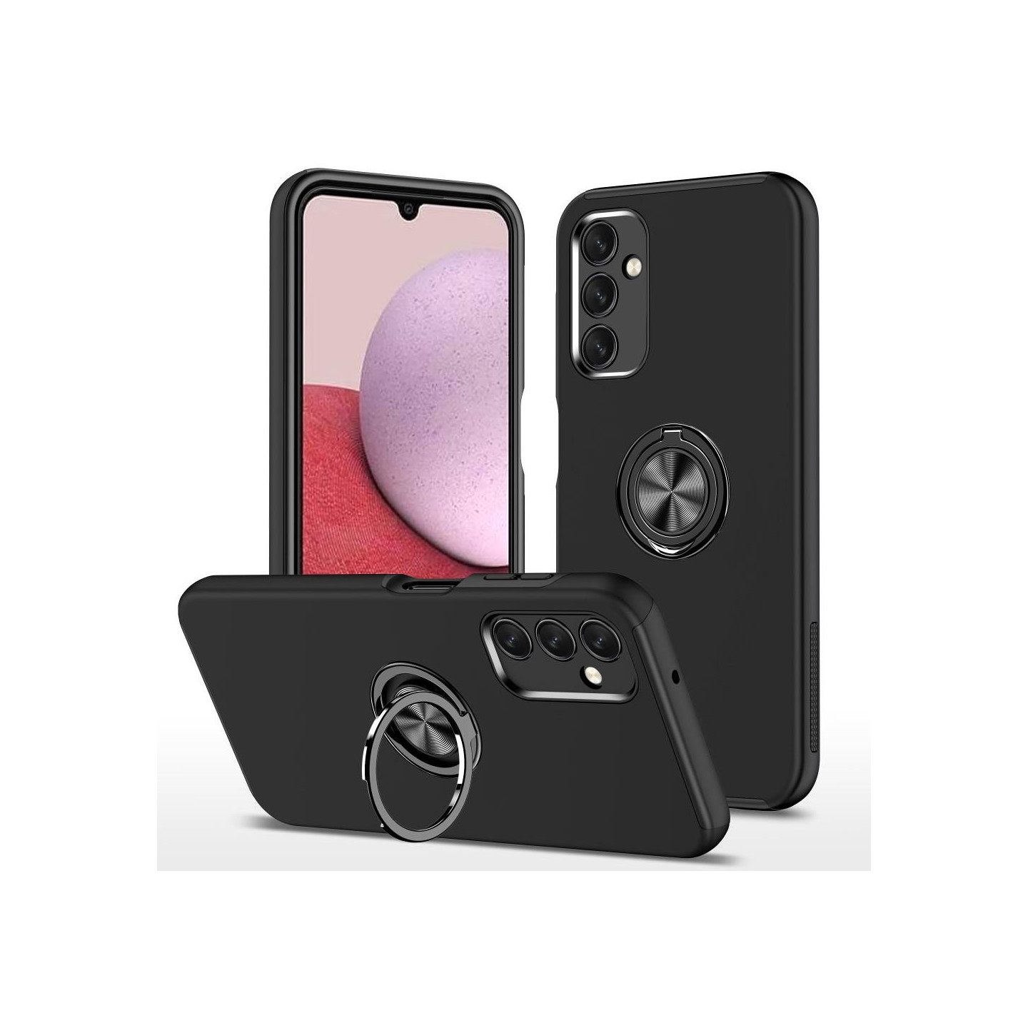 Samsung Galaxy A14 Hybrid Deksel Med Fingerring - Svart