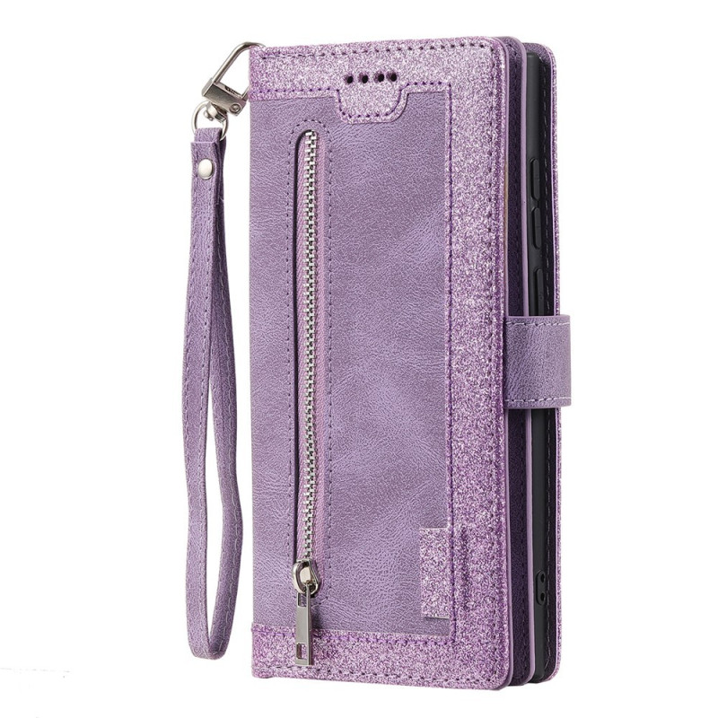 For iPhone 17 Pro Case Zipper Pocket PU Leather Phone Cover with 9 Card Slots
