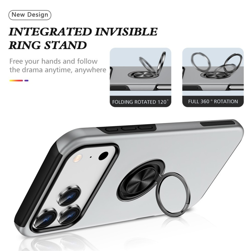 For iPhone 17 Pro Finger Ring Kickstand Hybrid Case