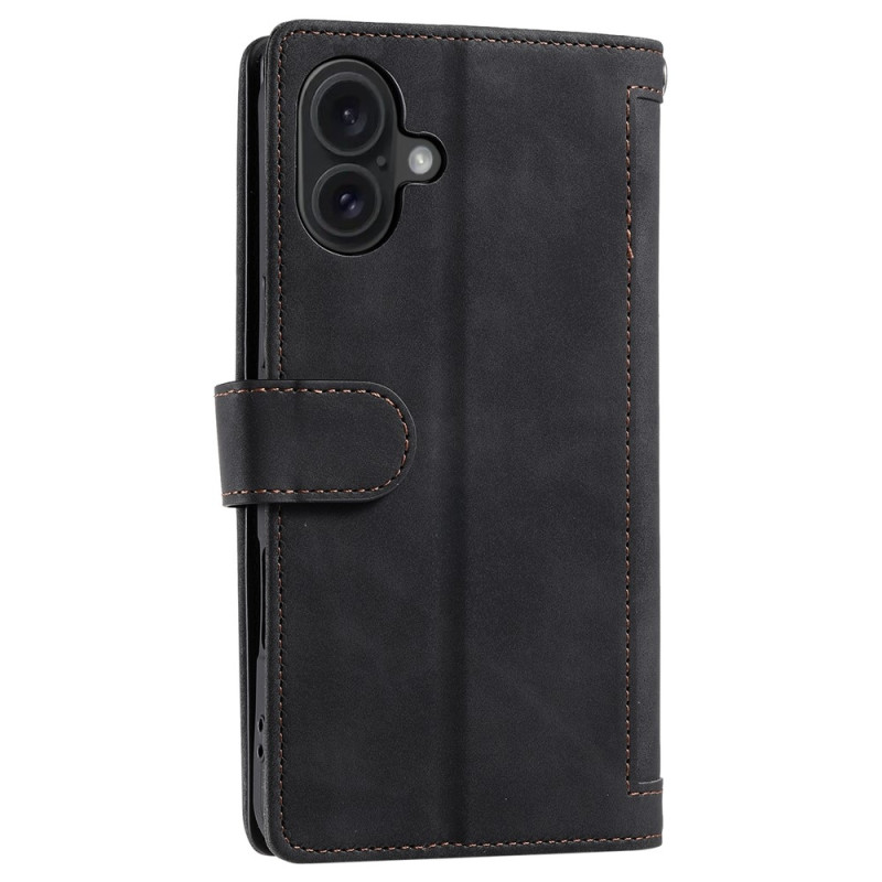 For iPhone 17 Case Zipper Pocket PU Leather Phone Cover with 9 Card Slots