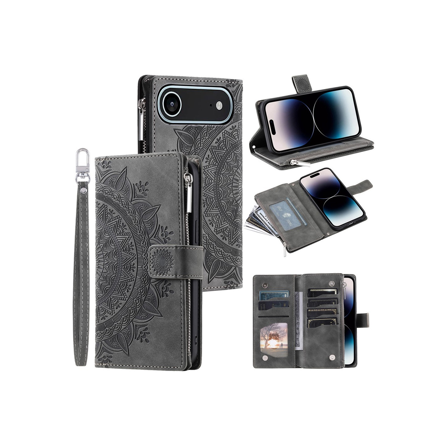 Lompakkokotelo yhteensopiva iPhone Air kotelo suojakuori mandala kukkakuvio