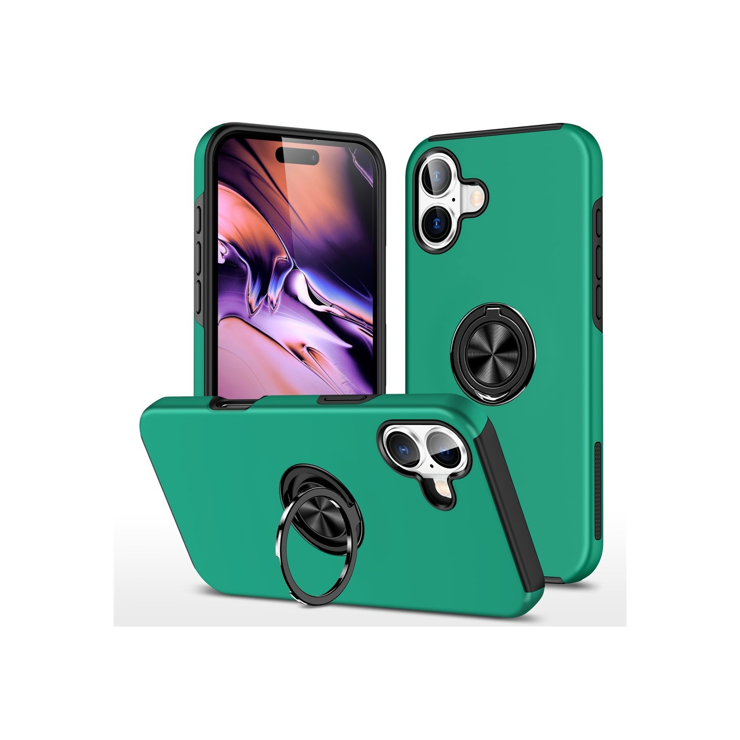 For iPhone 17 Hybrid-deksel med Fingerring