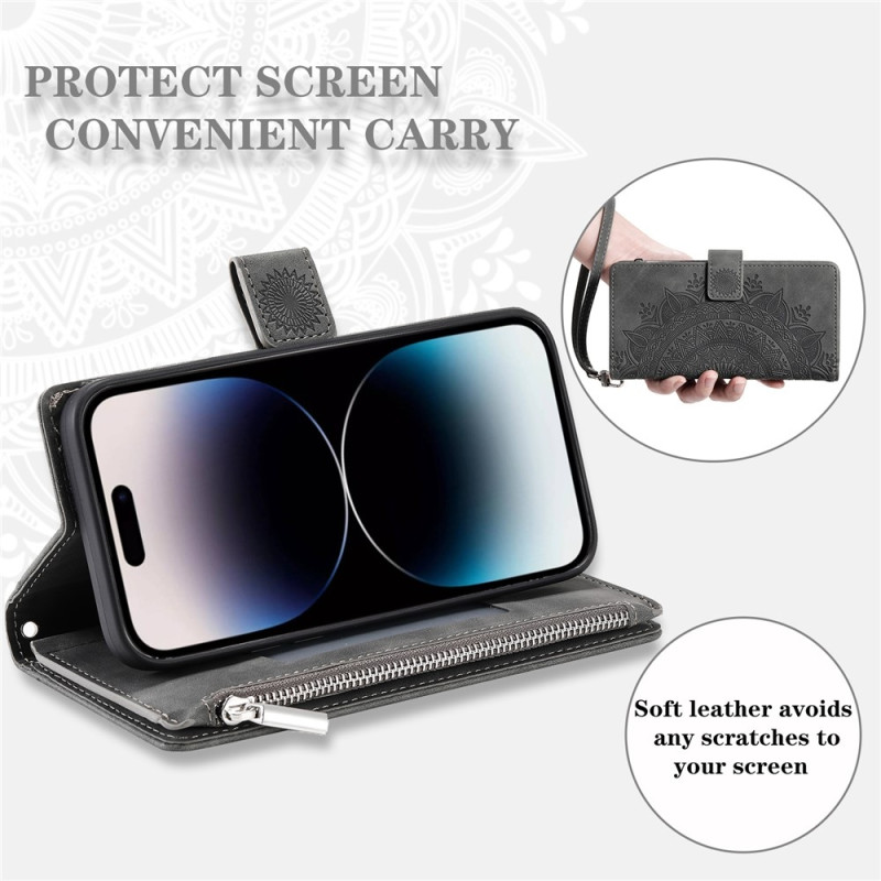 Wallet case compatible with iPhone Air case cover mandala floral pattern