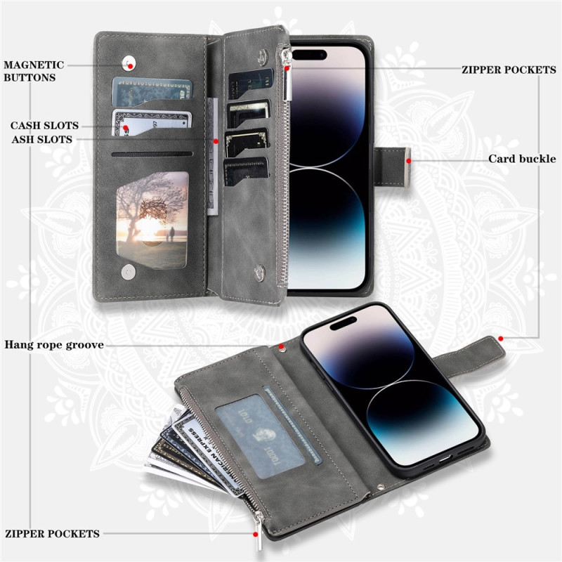 Wallet case compatible with iPhone Air case cover mandala floral pattern