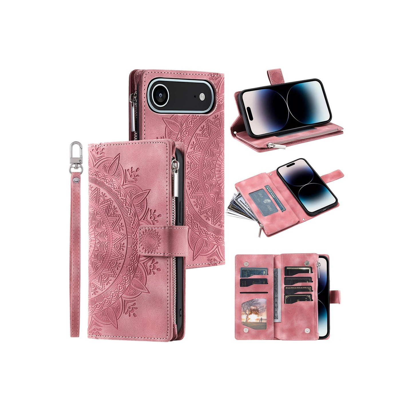 Lompakkokotelo yhteensopiva iPhone Air kotelo suojakuori mandala kukkakuvio