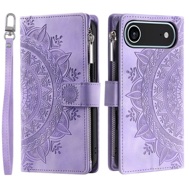 Wallet case compatible with iPhone Air case cover mandala floral pattern