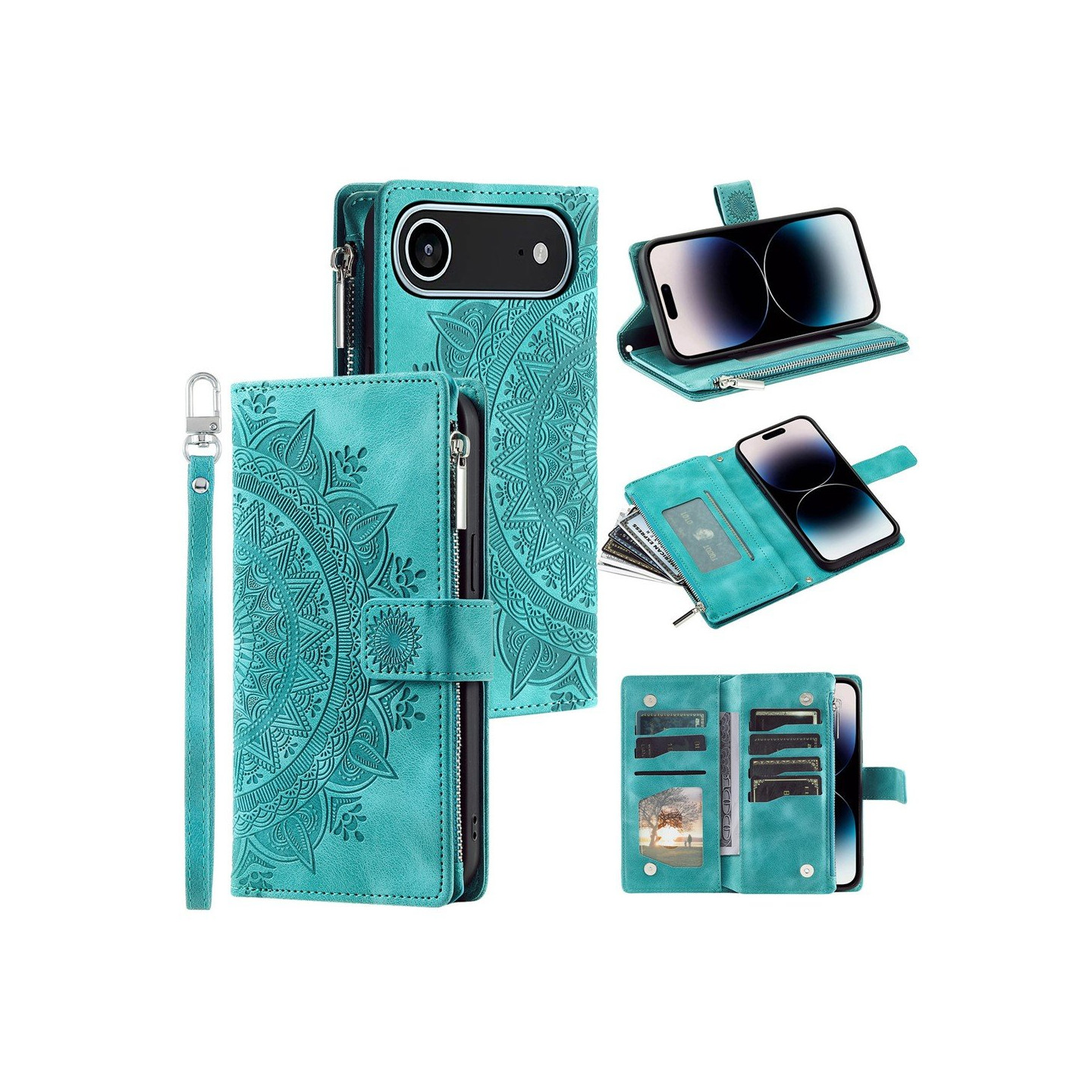 Pungetui kompatibelt med iPhone Air cover etui mandala blomstermønster