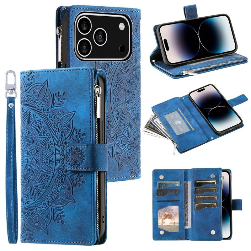 Lommeboketui kompatibelt med iPhone 17 Pro deksel etui mandala blomstermønster