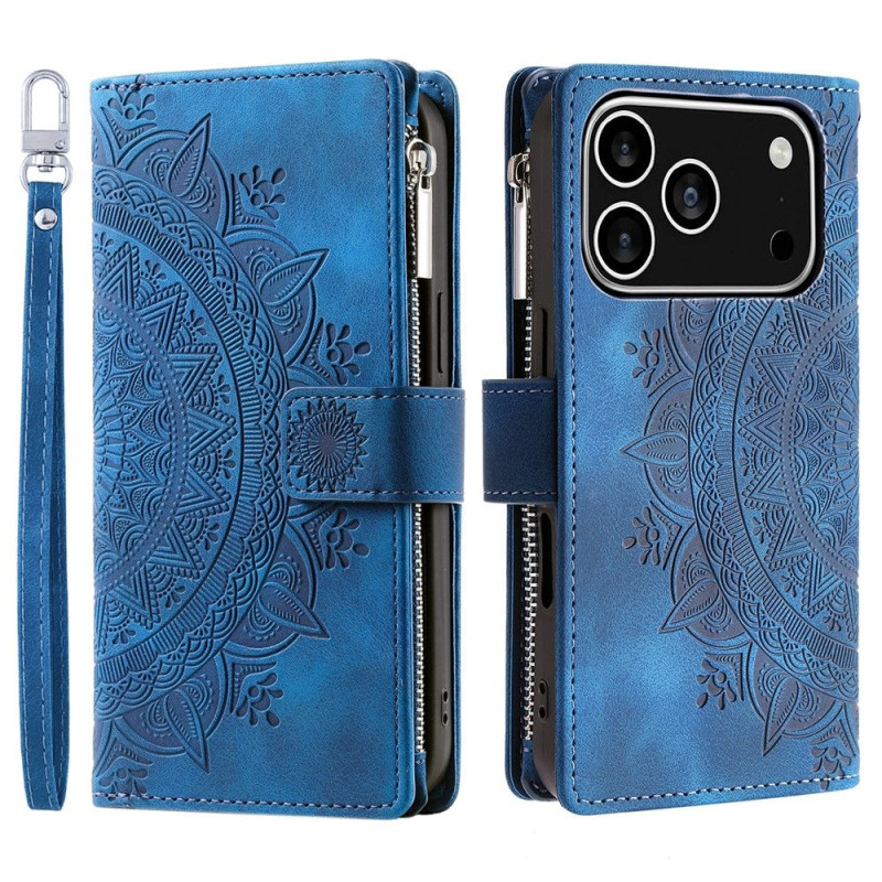 Lommeboketui kompatibelt med iPhone 17 Pro deksel etui mandala blomstermønster