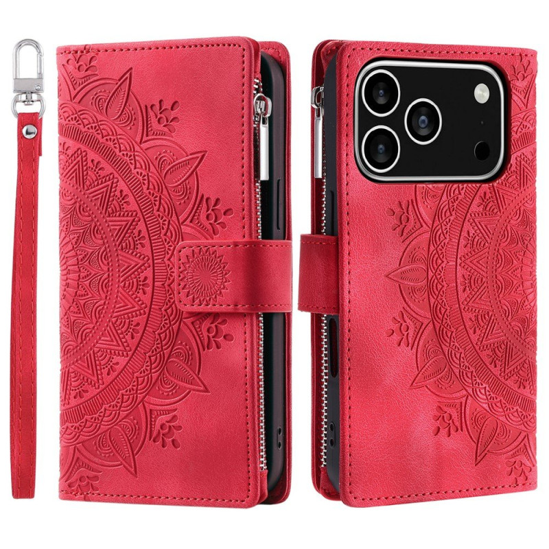 Wallet case compatible with iPhone 17 Pro case cover mandala floral pattern