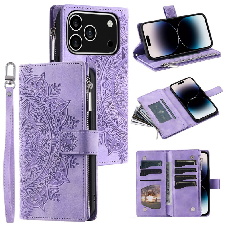 Wallet case compatible with iPhone 17 Pro case cover mandala floral pattern