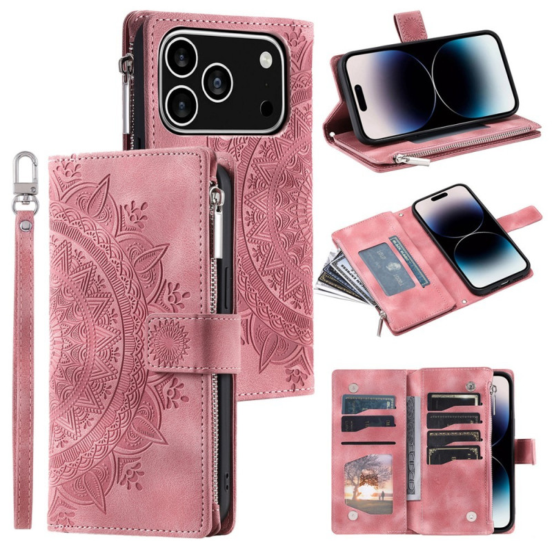 Wallet case compatible with iPhone 17 Pro case cover mandala floral pattern