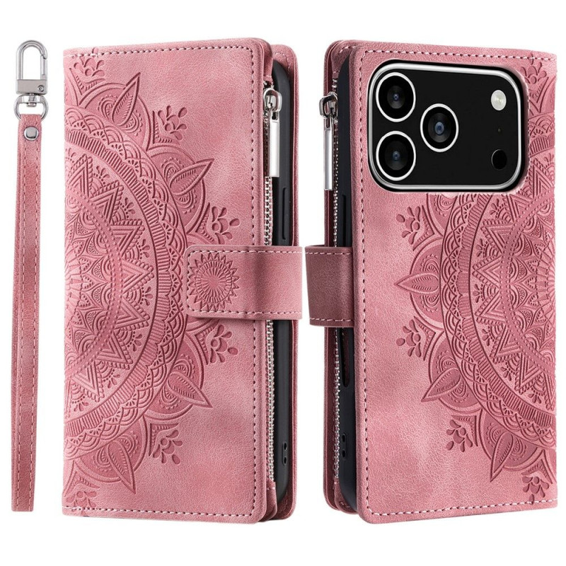 Lommeboketui kompatibelt med iPhone 17 Pro deksel etui mandala blomstermønster