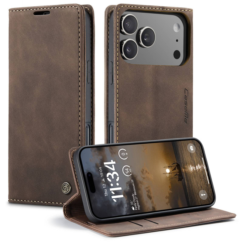 CASEME Retro Wallet Case for iPhone 17 Pro - Coffee