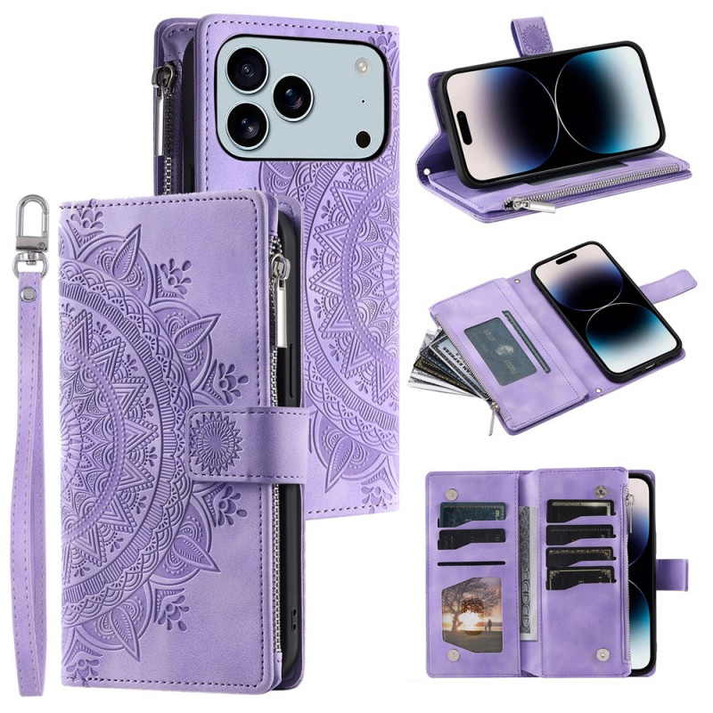 Pungetui kompatibelt med iPhone 17 Pro Max cover etui mandala blomstermønster