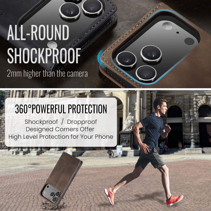 CASEME Retro lompakkokotelo iPhone 17 Pro - Kahvi