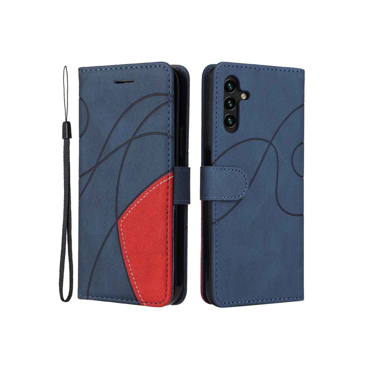 For Samsung Galaxy A34 5G KT Series - 1 Wallet Phone Case - Blue/Red