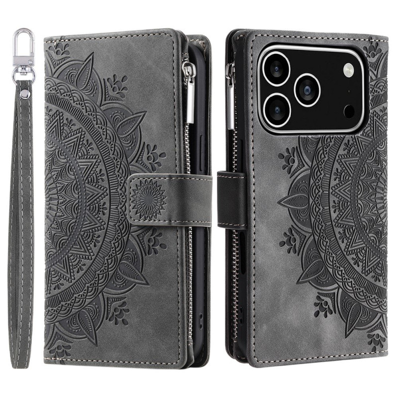 Wallet case compatible with iPhone 17 Pro case cover mandala floral pattern