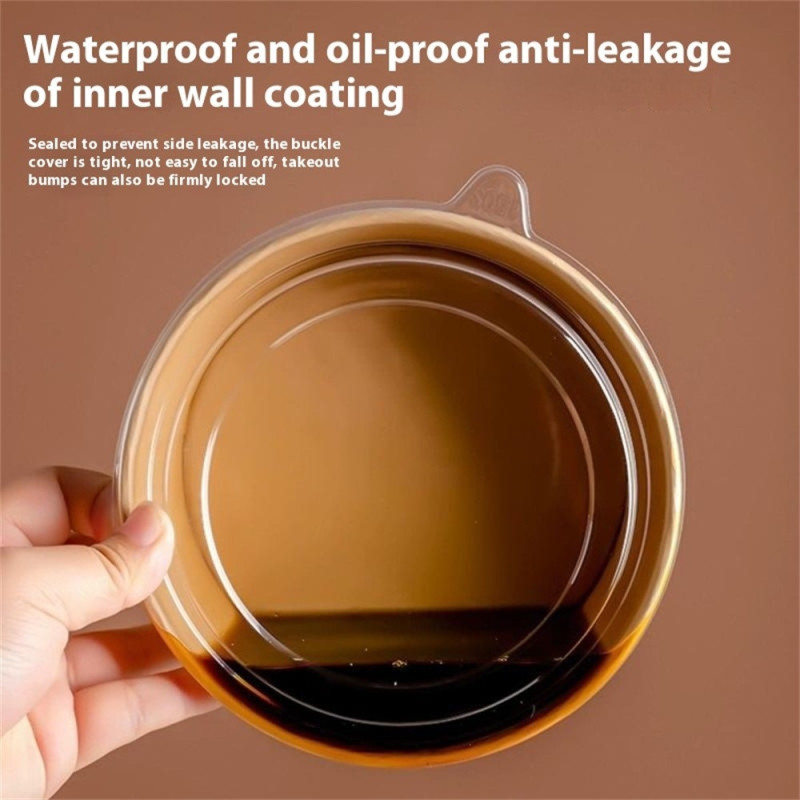 50 kpl 1300 ml:n kertakäyttöisiä kraft-paperikulhoja, pyöreitä astioita kannella aterioille