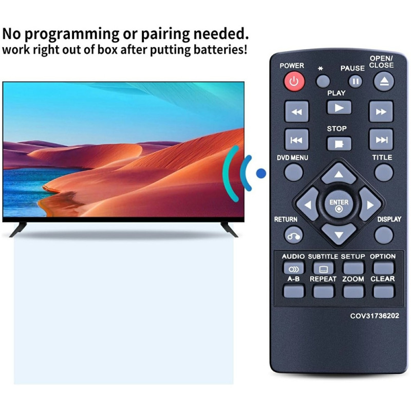 Udskiftning af fjernbetjening til COV31736202 til LG DVD-afspiller