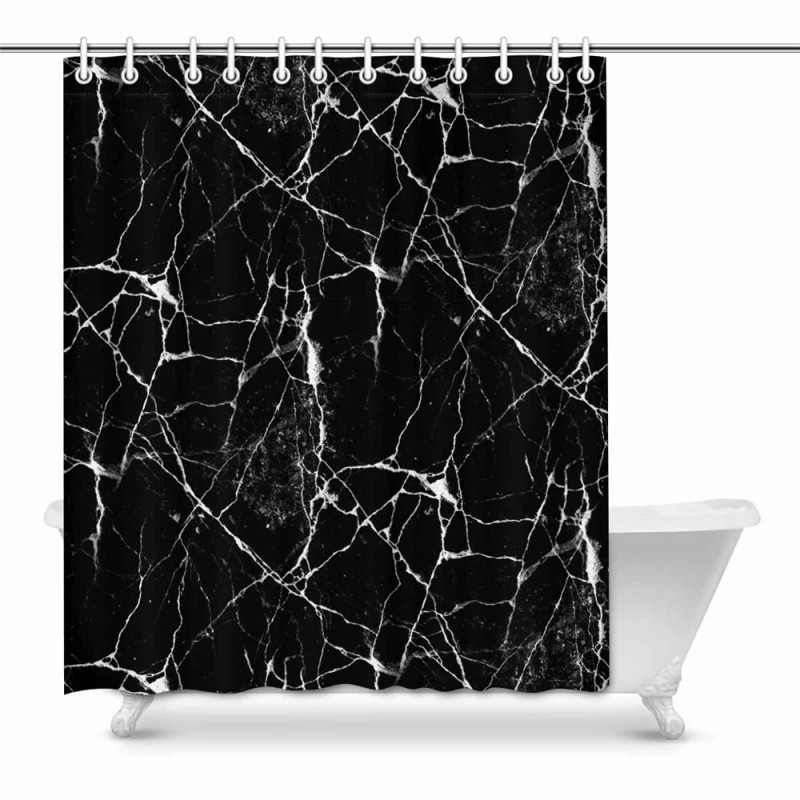 180 x 180 cm black marble pattern bathroom divider mildew resistant shower curtain
