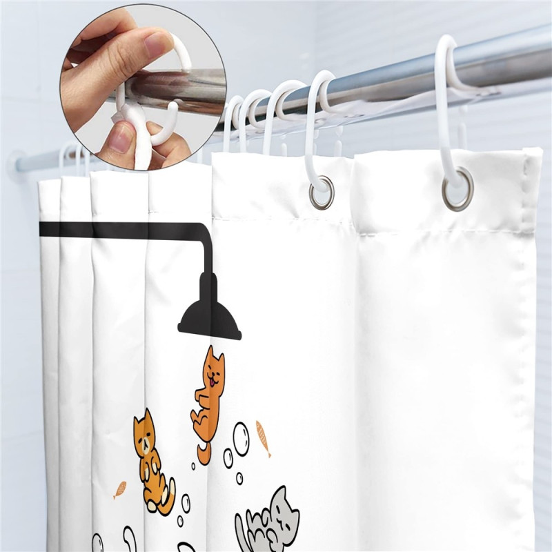 Shower curtain with cartoon animal motif 200 x 180 cm incl. 12 hooks - Cats