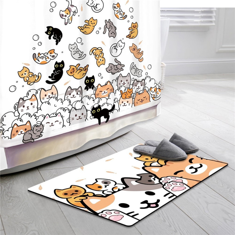 Bruseforhæng med tegneseriedyrmotiv 200 x 180 cm inkl. 12 kroge - Hunde