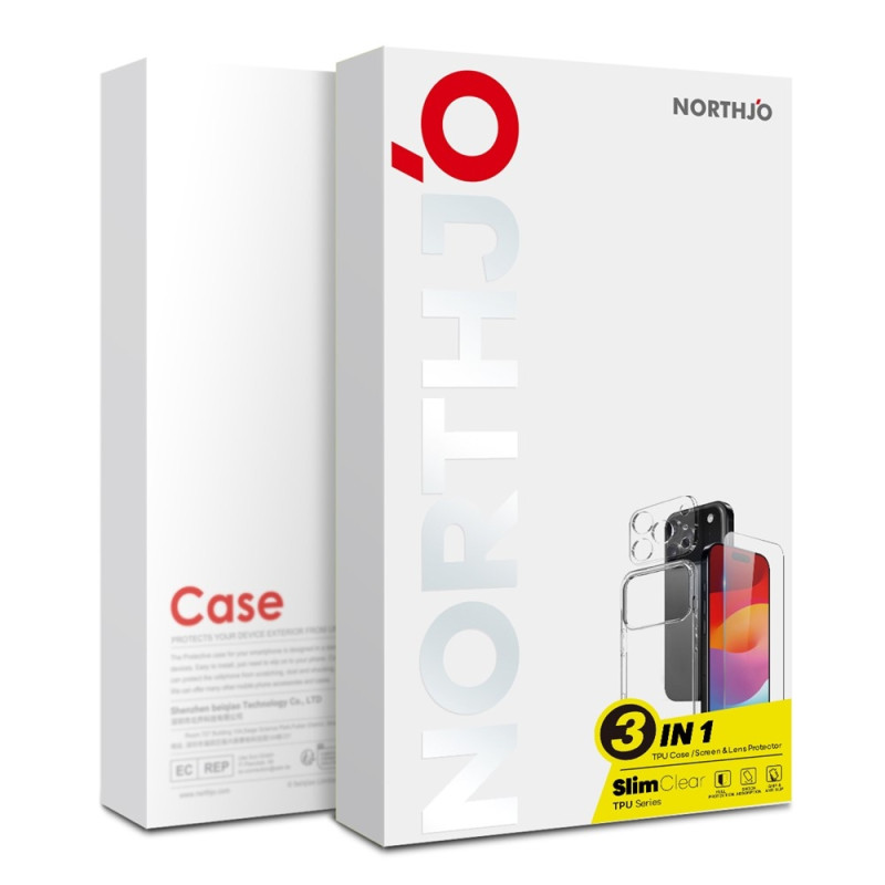 NORTHJO til iPhone 17 TPU-cover + Hærdet Glasfilm + Kameralinsebeskytter
