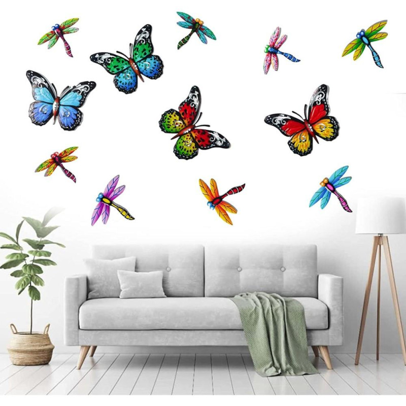 Art 3D Butterfly Wall Hanging Decor Garden Yard Home Ornament - Red - Green