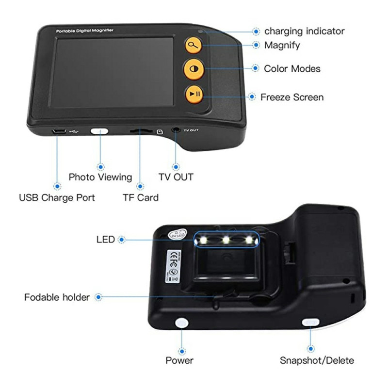 3.5 Inch Electronic Visual Aid 2-25x Magnifying Glass for Low Vision