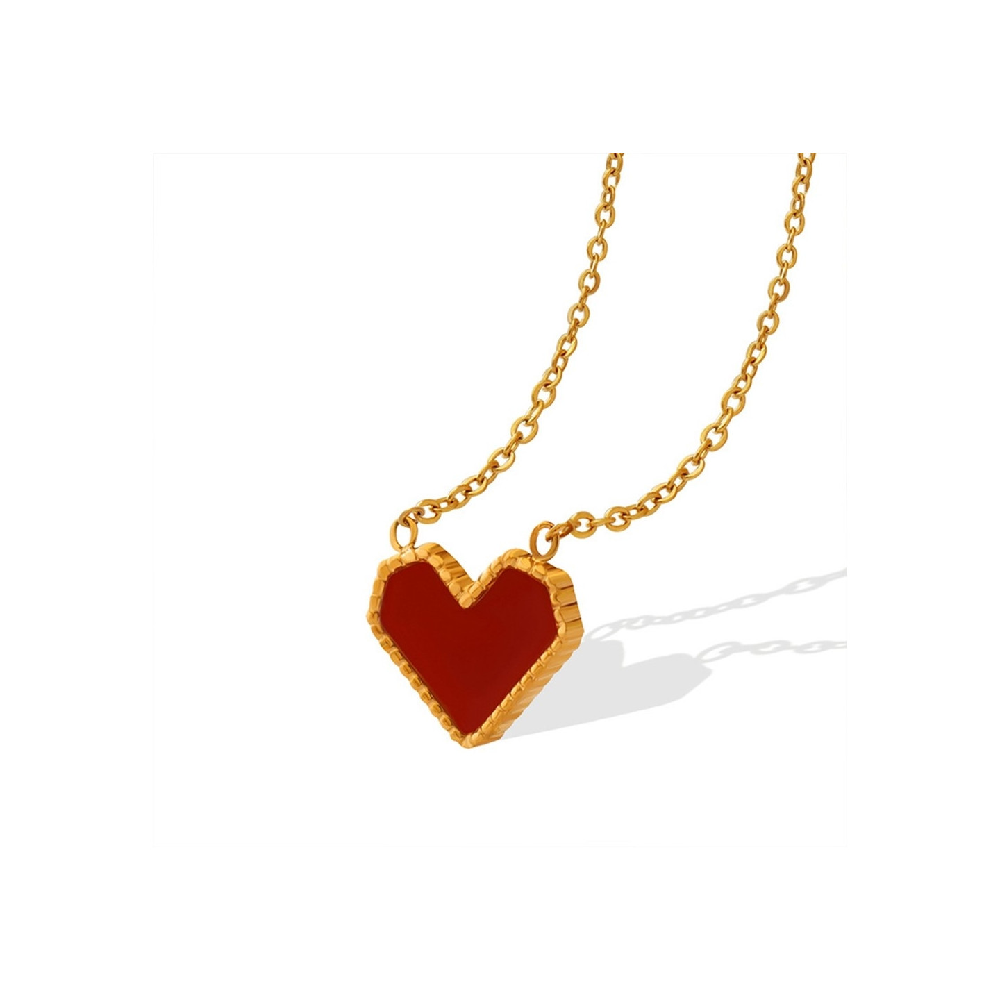 Heart Pendant Necklace Titanium Steel Chain Fashion Jewelry 40+5cm Extender - Rose Gold