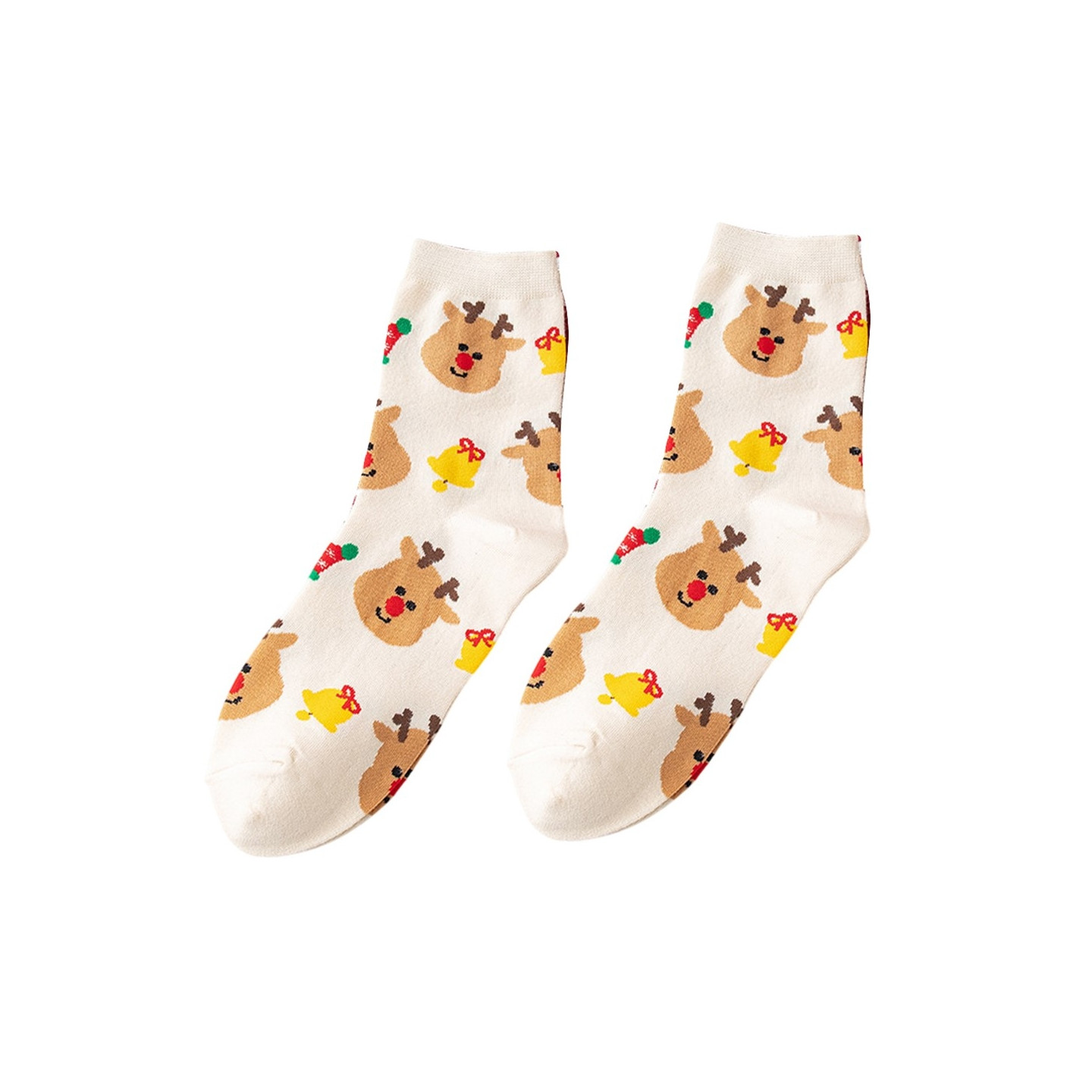 Socks Christmas Stocking Christmas Gift Cartoon Pattern Half Calf Socks - reindeer