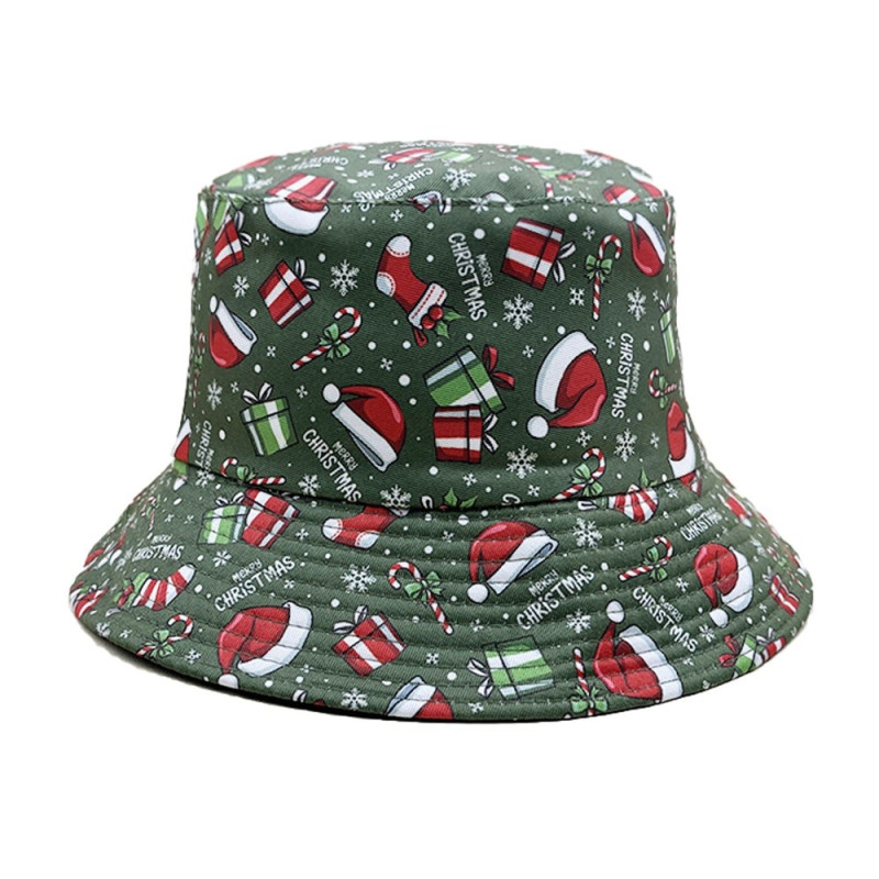 Santa Claus Foldable Bucket Hat Reversible Fisherman Cap Headwear Hat Christmas presents