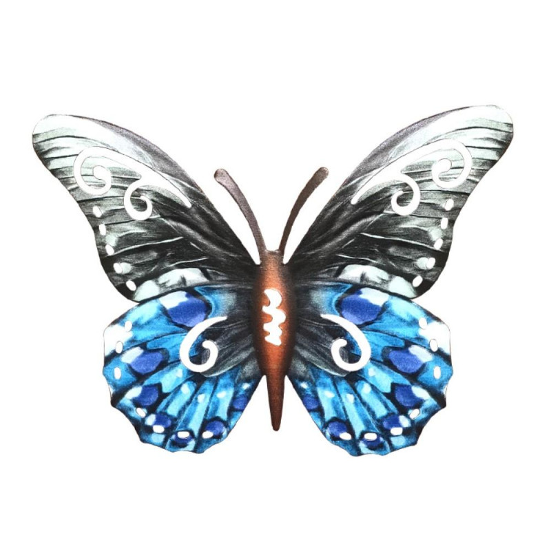 Art 3D Butterfly Wall Hanging Decor Garden Yard Home Ornament - Grey - Blue