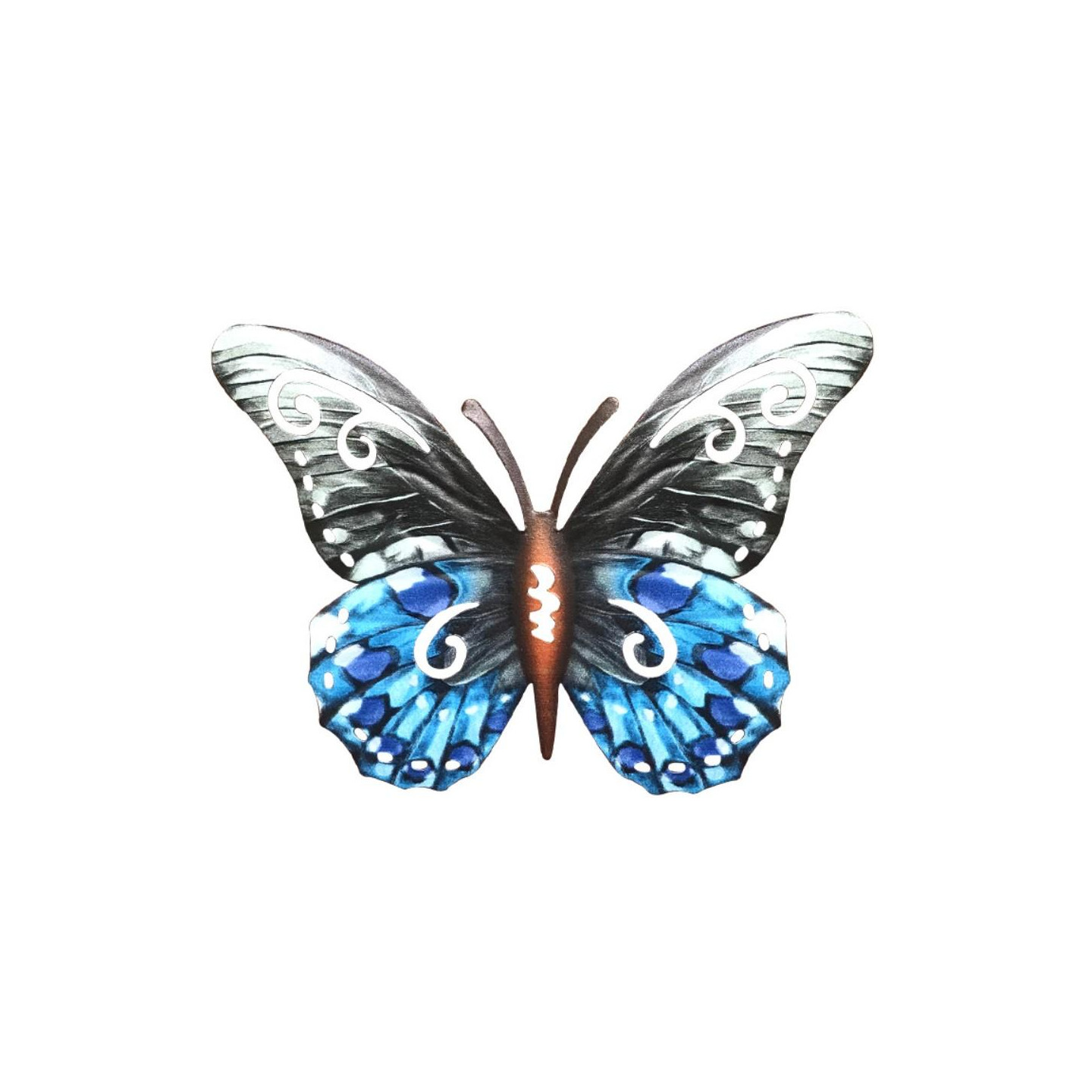 Art 3D Butterfly Wall Hanging Decor Garden Yard Home Ornament - Grey - Blue