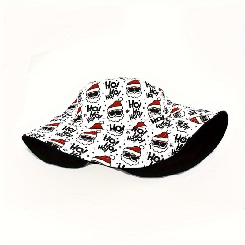 Santa Claus Foldable Bucket Hat Reversible Fisherman Cap Headwear Hat Santa