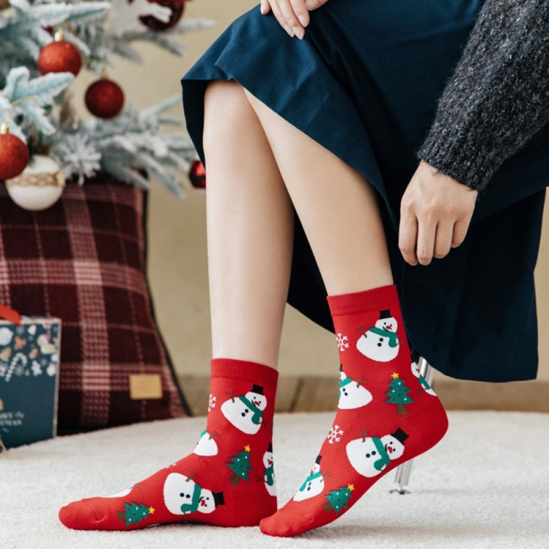 Socks Christmas Stocking Christmas Gift Cartoon Pattern Half Calf Socks - Gingerbread man