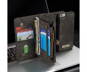 CASEME iPhone 6s 6 Plus Retro Split läder plånboksfodral Grå