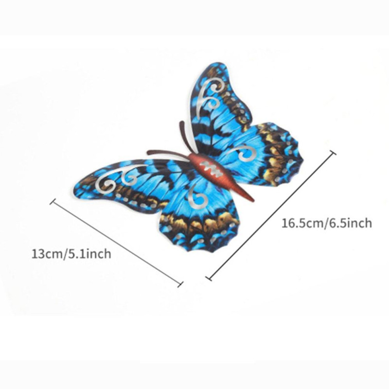 Art 3D Butterfly Seinään ripustettava sisustus Puutarhapihan kotikoriste - sininen