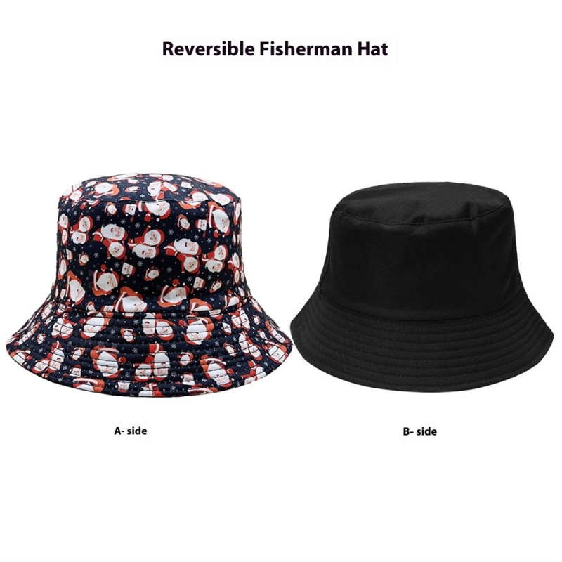 Jultomten Vikbar Bucket Hat Vändbar Fiskarkeps huvudbonad Hatt Julmotiv