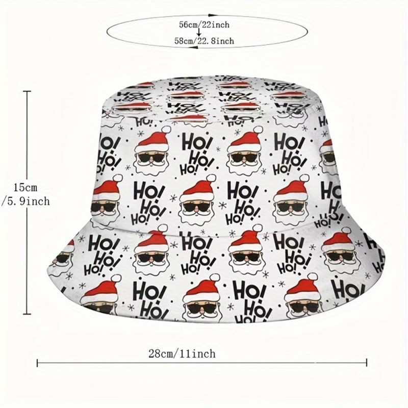 Santa Claus Foldable Bucket Hat Reversible Fisherman Cap Headwear Hat Christmas motif