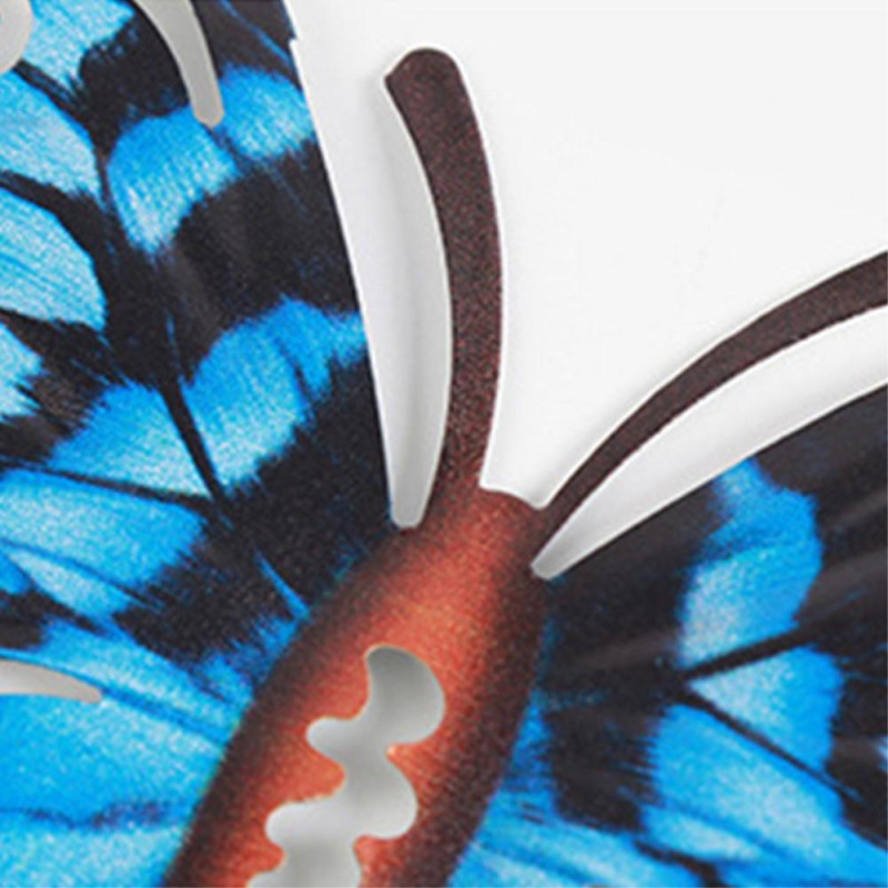 Art 3D Butterfly Wall Hanging Decor Garden Yard Home Ornament - Grey - Blue