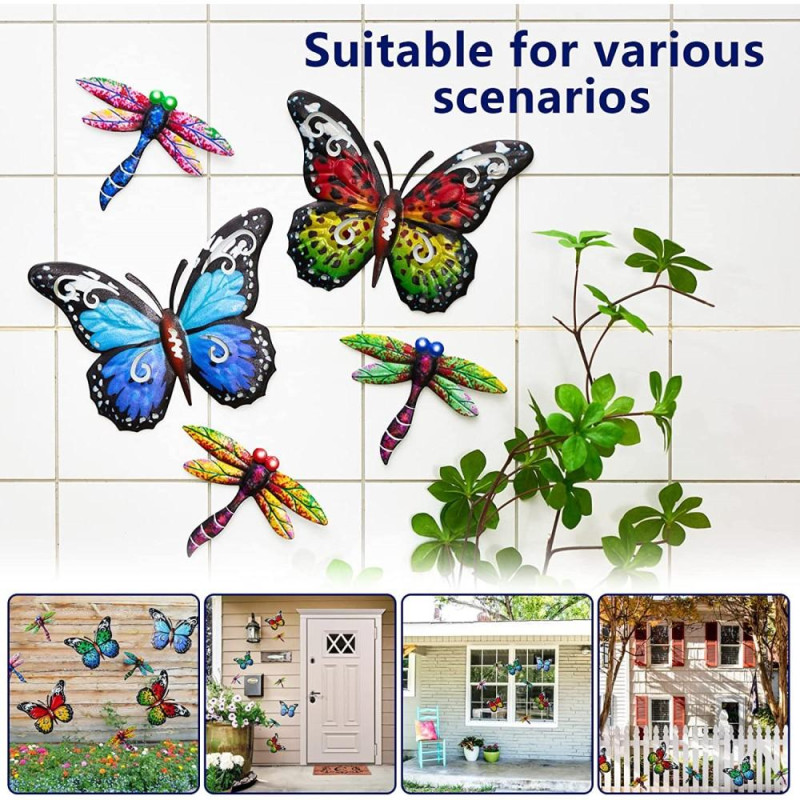 Art 3D Butterfly Wall Hanging Decor Garden Yard Home Ornament - Blue