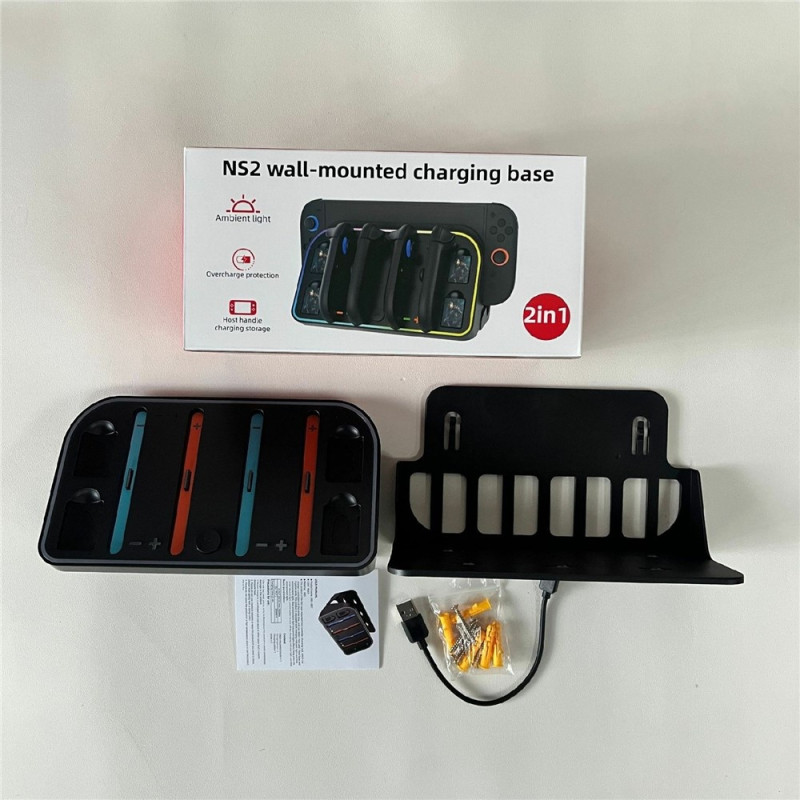 Compatible with Nintendo Switch 2 Wall Mount Joycon Charging Dock RGB Light