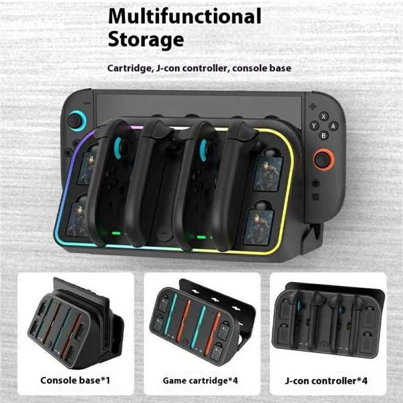 Compatible with Nintendo Switch 2 Wall Mount Joycon Charging Dock RGB Light