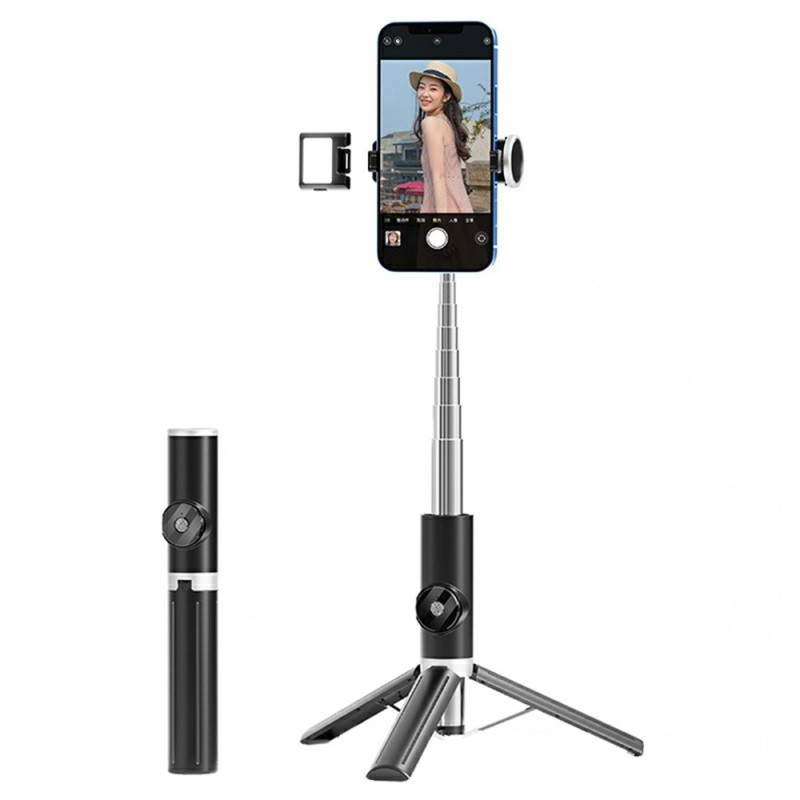 Bluetooth-fjernkontroll Selfie-stang Smarttelefon Bærbar Uttrekkbar Stativ lampe