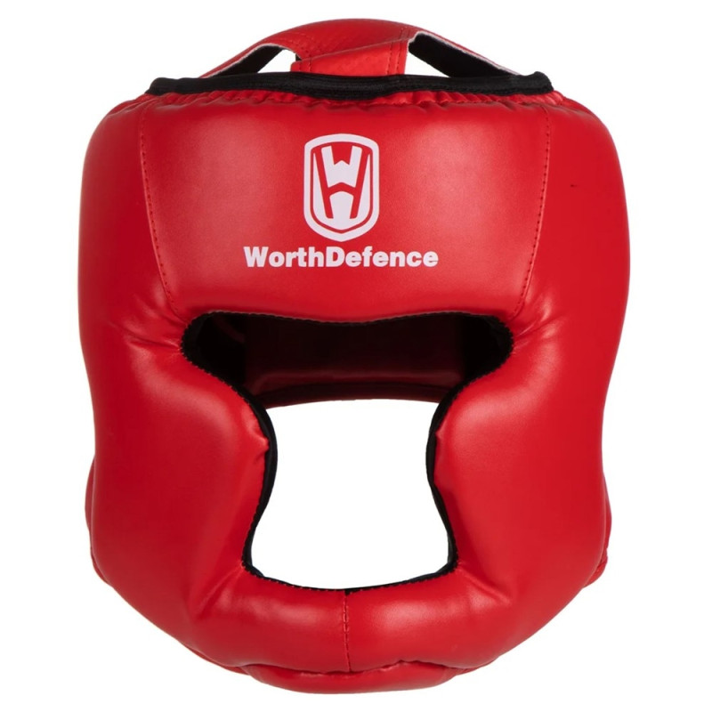 WOSWEIR Boxing Head Guard Face Shield Training Sparring Safety - Red Small