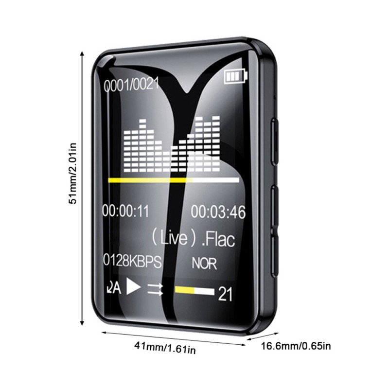 MROBO A7 MP4-spiller 2,0 tommers TFT-fargeskjerm bærbar musikkspiller, 16 GB minne